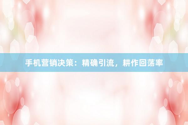 手机营销决策：精确引流，耕作回荡率